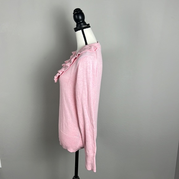 NWT J Crew Pullover PINK Ruffle V-Neck Sweater Sz M - Picture 7 of 11